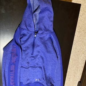 Under Armour Girls Hoody Royal Blue  Pink Trim med